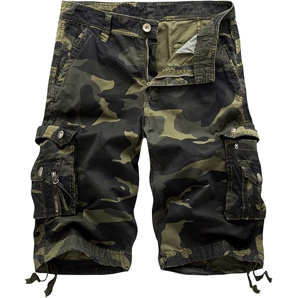 HODZAIW Mens Cargo Shorts Cotton Multi-Pocket Outdoor